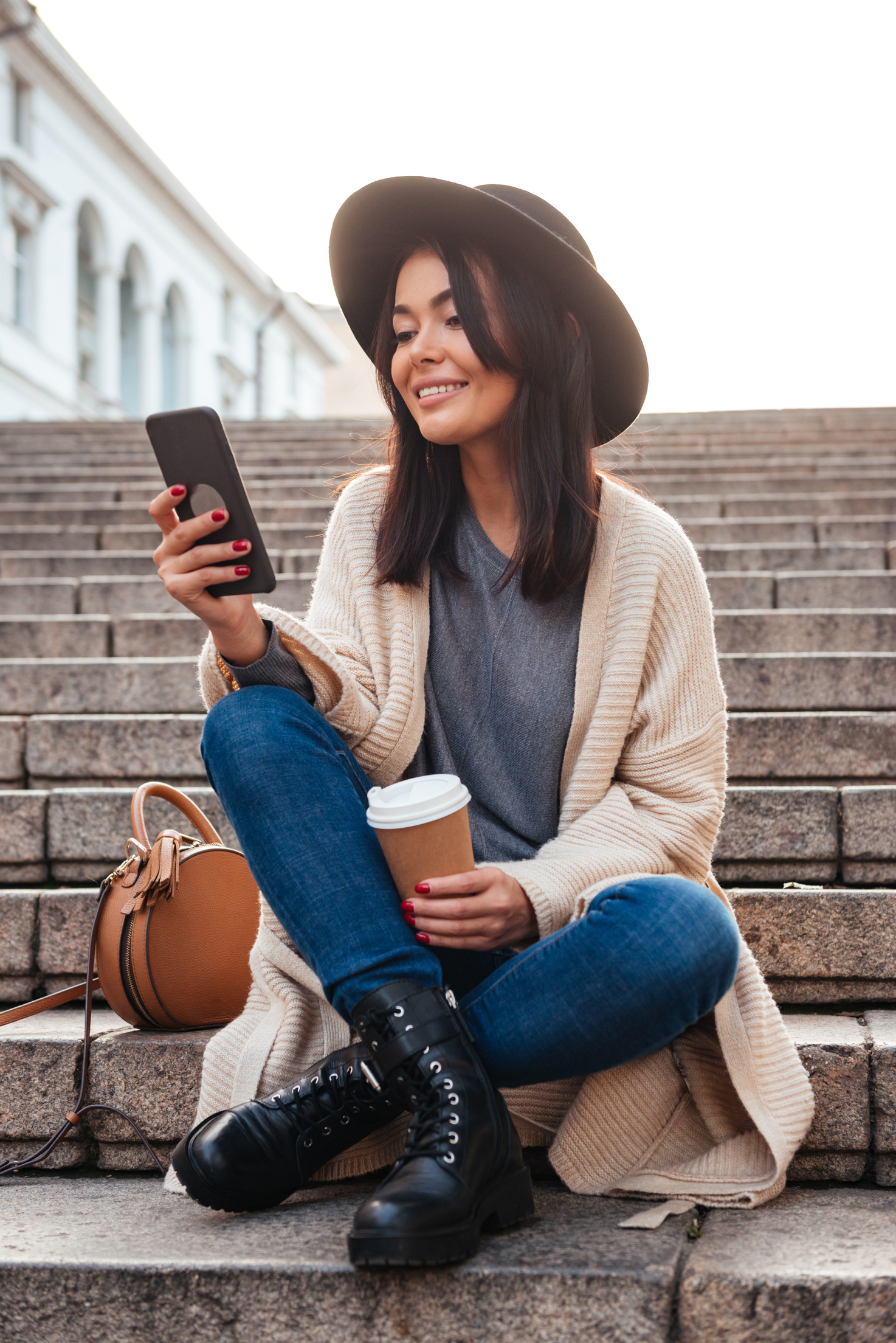 Woman Texting on Mobile Phone